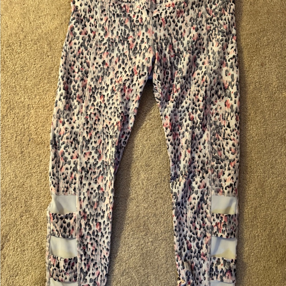 GAIAM Leopard Print Leggings with Mesh Accents